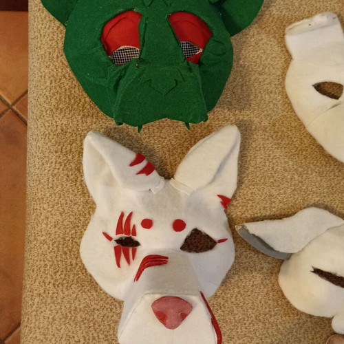 4 Therian animal cosplay masks, handmade, unfinished