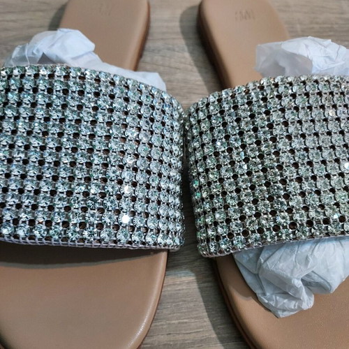 Flat sandals H&M new, size 39, silver with rhinestones