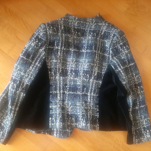 Mia jacket like new with velvet sides, black and blue