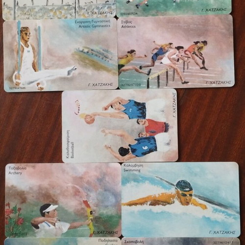 Greek phone cards, pack of 18, year 2004