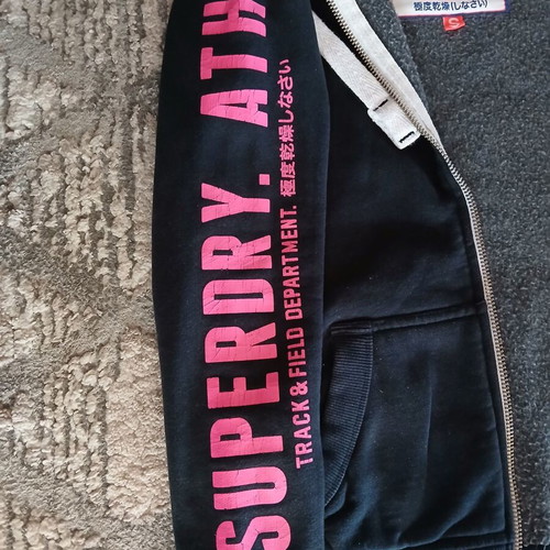 Superdry hoodie jacket used, slim fit, size XS/S, blue and pink