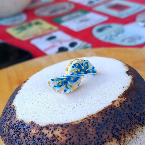Handmade Ceramic Earrings with Painted Patterns and Glass Coating