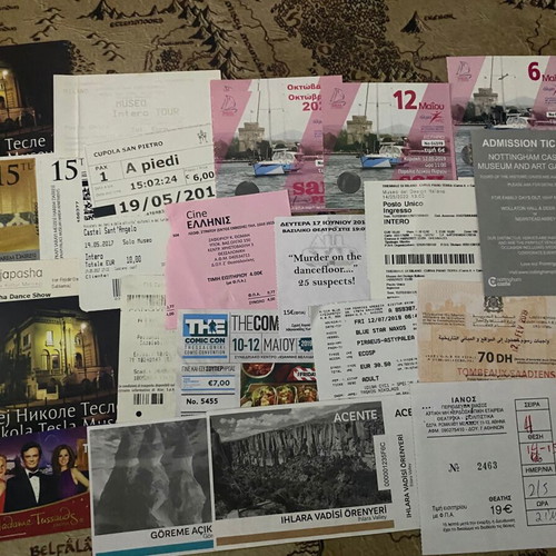 Collection of used tickets, 50 pieces from worldwide travels