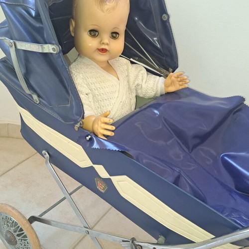 Vintage baby doll with ΕΒΠΑ 2964 stroller like new