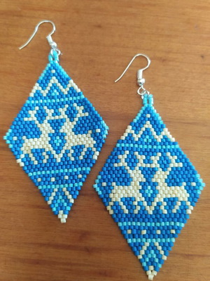 Miyuki earrings new, blue multicolor beadwork