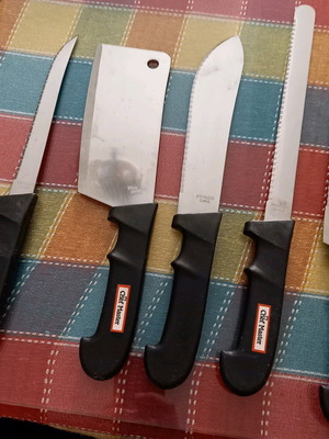 Chef Master kitchen cutting knives and cleaver like new, set of 5