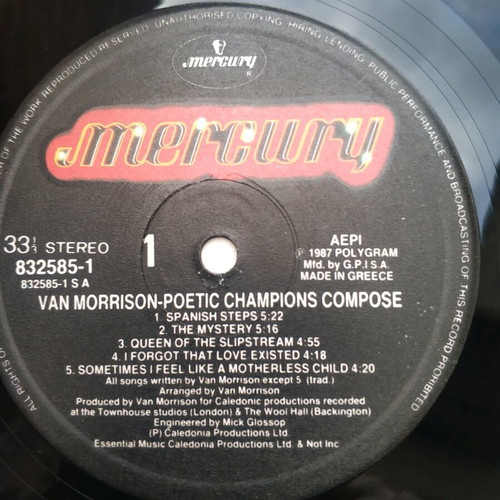 Van Morrison Poetic Champions Compose LP used, jazz