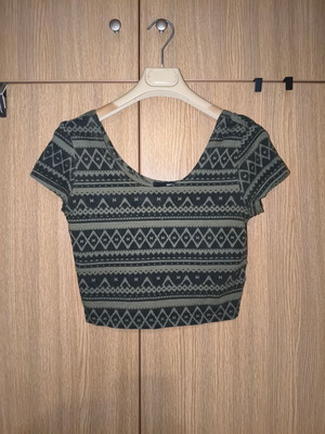 Tally Weijl crop top khaki with ethnic Aztec print like new, size M