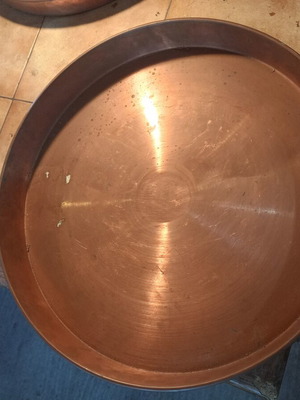 Traditional copper baking tray unused from dowry