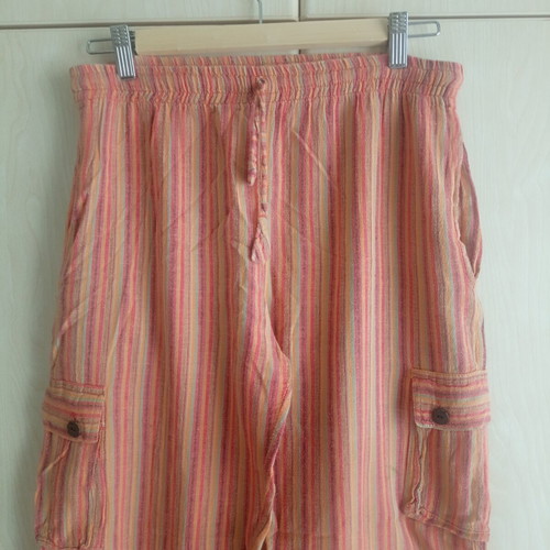Y2K Boho Hippie Striped Summer Cargo Harem Cotton Pants used, size M