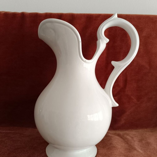Ceramic wash basin and pitcher set used, French origin, early 20th century