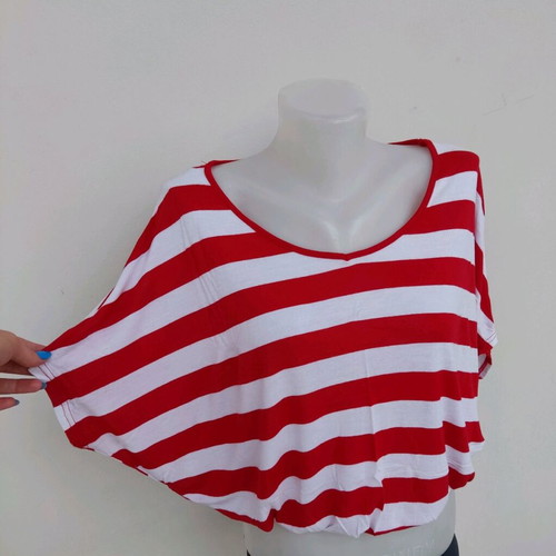 Striped blouse white-red S/M like new