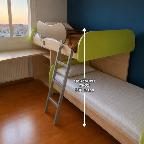 Children's bunk bed with desk and storage like new