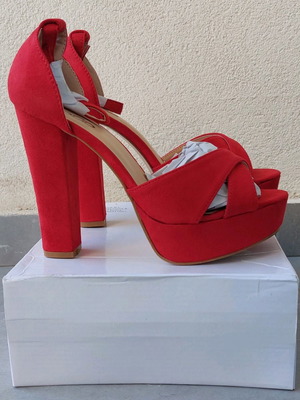 Πέδιλα GoGo Shoes κόκκινα, καινούργια, νούμερο 39, τακούνι 14 cm