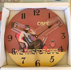 Ρολόι τοίχου vintage "time for cafe" 30cm διάμετρος καινούριο στο κουτί του
