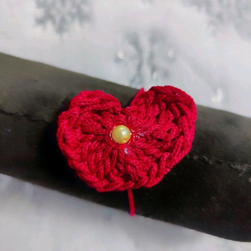 Macrame heart bracelet red handmade new