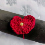 Macrame heart bracelet red handmade new