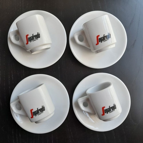 Segafredo espresso set of 4 cups with saucers new