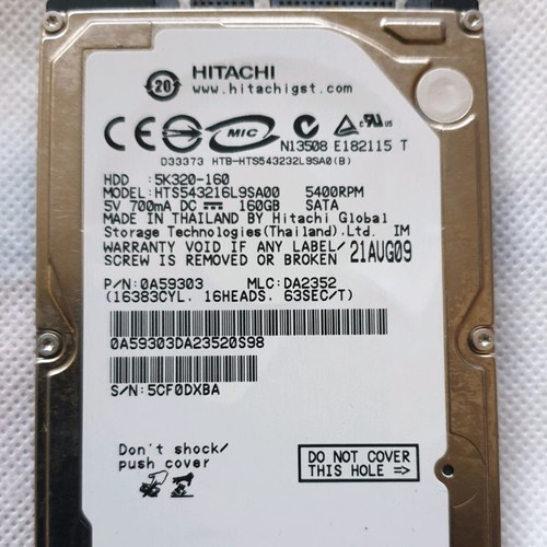 Laptop HDD 2.5" used, 160GB Fujitsu or Hitachi