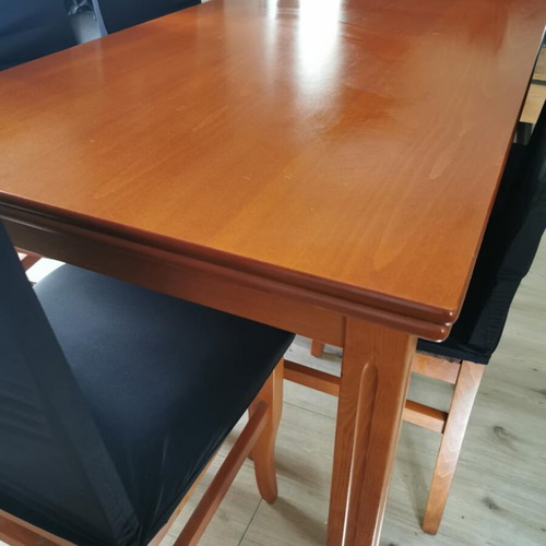 Wooden dining set with 6 chairs, extendable table 140x80 to 160x80 cm