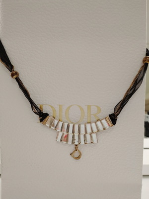 Dior necklace with chain and ribbon like new