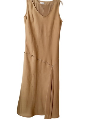 Genesis linen summer dress like new, beige, sleeveless, V neckline