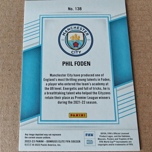 Phil Foden Manchester City 2022-23 Panini Donruss Elite FIFA Pink like new