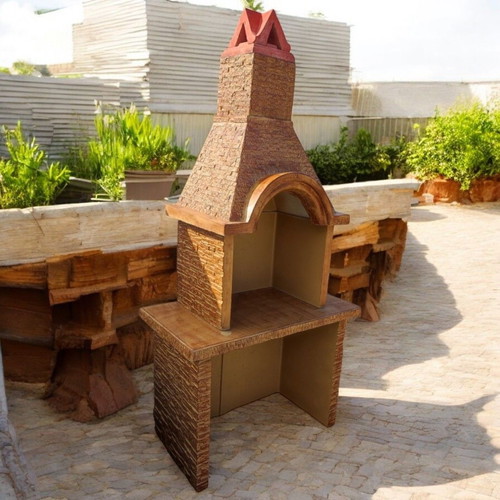 Emily garden concrete barbecue in beige and brown, new