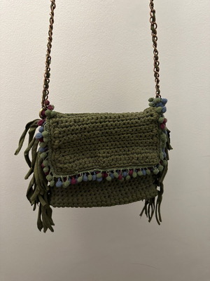Handmade cross bag used, haki color