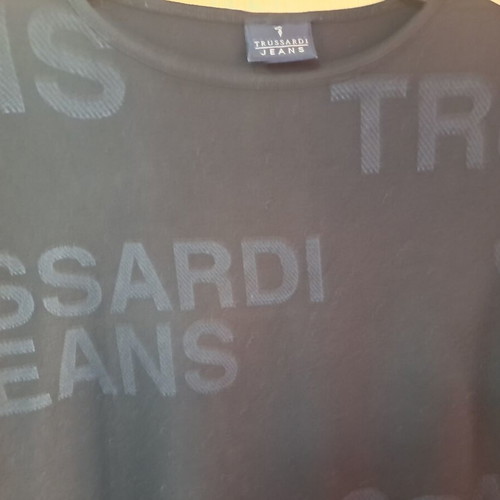Trussardi Jeans long-sleeve shirt new, black with gray letters, size S