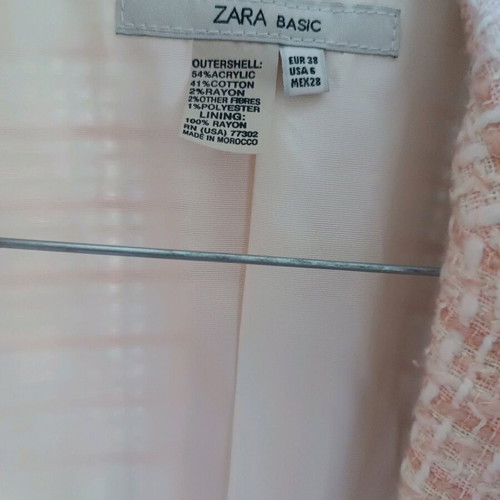 Zara set tweed jacket and trousers 38 soft pink like new