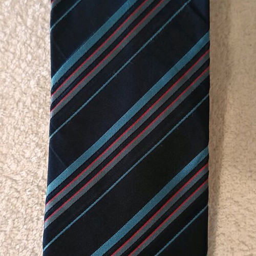 La Pescara men's tie dark blue striped, new