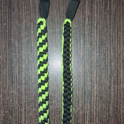 Handmade Scoubidou Keychain Pair Neon Green and Black