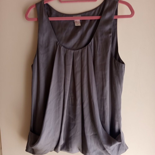 H&M satin texture top with side pockets, grey, XXL