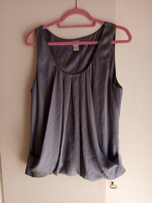 H&M satin texture top with side pockets, grey, XXL