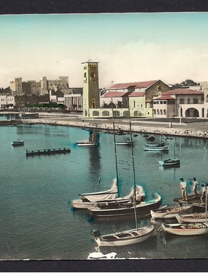 Rhodes The Harbor postcard used