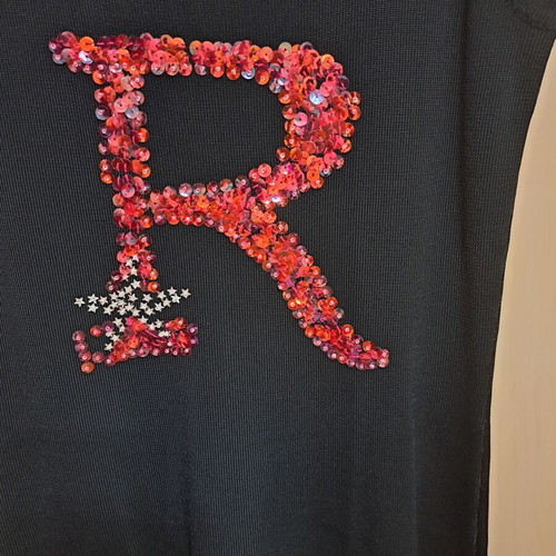 Women's tank top black with pink sequin R like new, size M