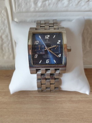 Festina 8992 vintage watch men's blue stainless steel used