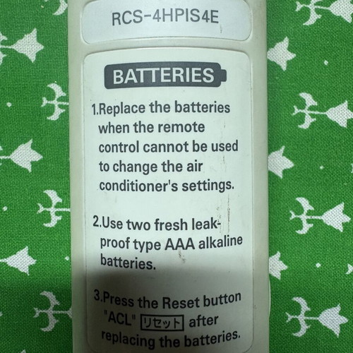 Sanyo RCS-4HPIS4E remote control for air conditioner used