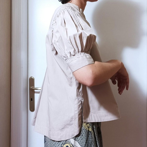 COS beige minimal shirt new, boxy fit with puffed sleeves