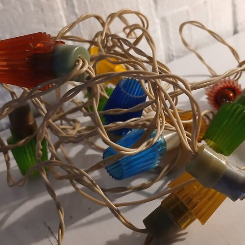 Christmas vintage lights used, some colored plastics missing