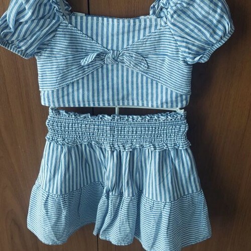 Mayoral striped set crop top and skirt size 3 98cm new, blue