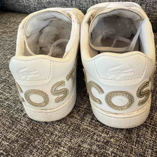 Lacoste sneakers size 38 used, leather, white