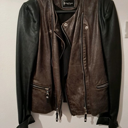 Leather jacket like new, black-brown, size L
