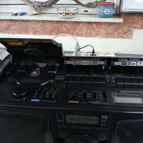 Hitachi Boombox with Dual Cassette Player, Radio and CD Player used