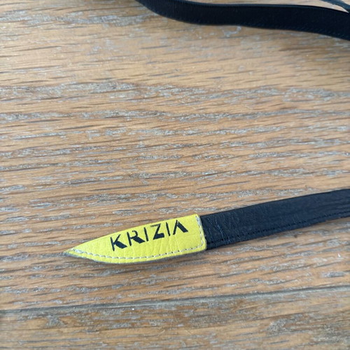 Vintage Krizia ballet wrap flats used, size 36.5, black and yellow