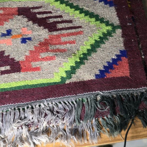 Vintage Kilim Runner with Geometric Patterns like new