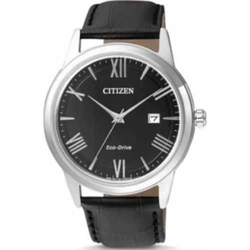 Citizen Eco-Drive Solar Watch with Black Leather Strap AW1231-07E like new