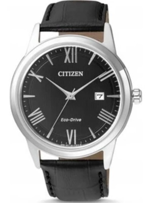 Citizen Eco-Drive Solar Watch with Black Leather Strap AW1231-07E like new