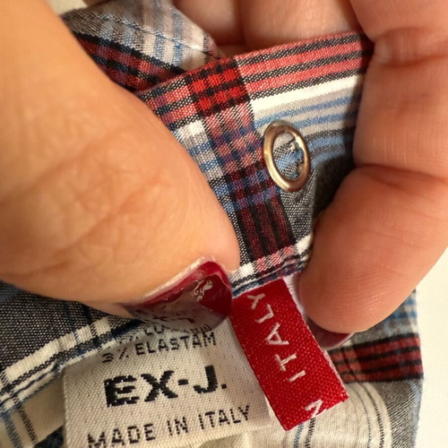 Checked shirt like new, cotton, Italian, white and blue, size S